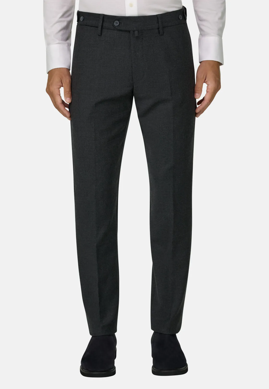 Boggi, Pantaloni In Flanella Elasticizzata, Uomo, Grigio scuro, Taglia: 58