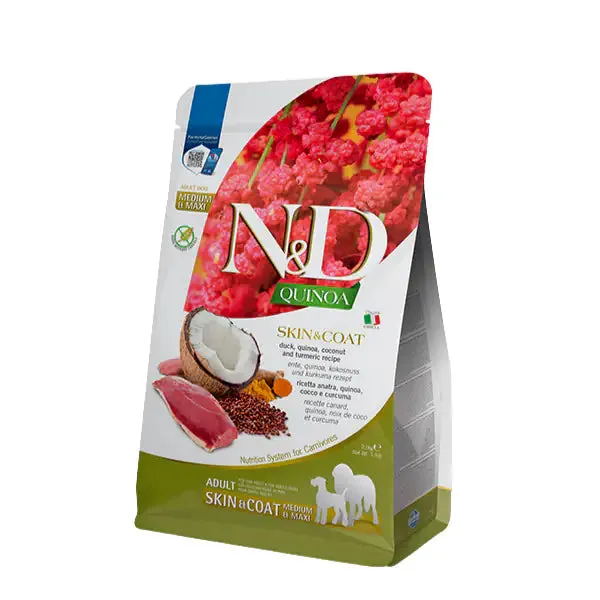Farmina N&D Quinoa Canine Skin&Coat Adult Medium/Maxi Anatra e cocco 7 kg - Croccantini per cani