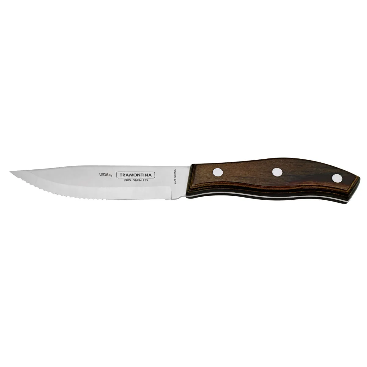 6x VEGA Coltello per bistecca e pizza Picanha per bistecca Fiorentina; 24 cm (L); argento, manico marrone; 6 pz. / Pacco