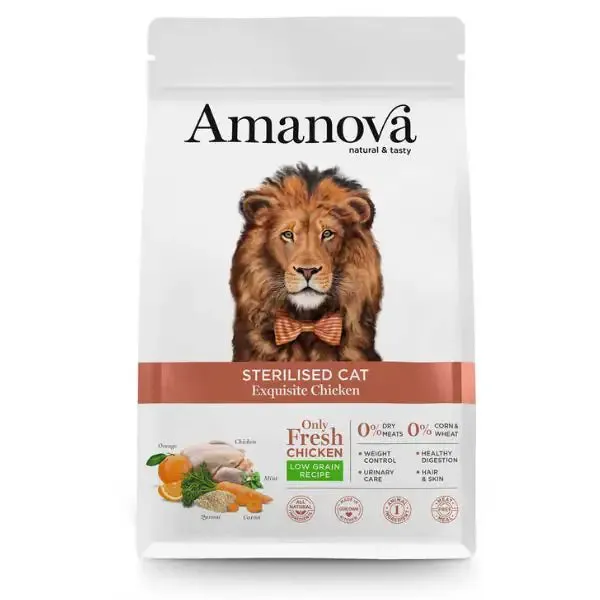 Amanova Sterilised Cat Pollo Fresco 6 kg - Croccantini per gatti