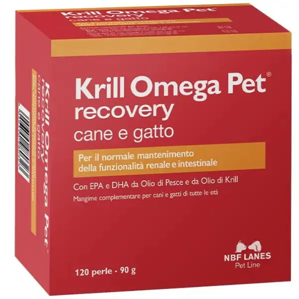 NBF Lanes Krill Omega Pet Recovery Convalescenza Compresse per cani e gatti 120 Perle - Integratori per cani