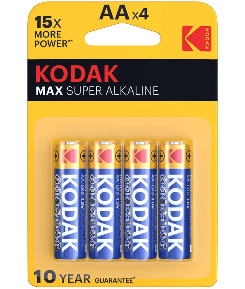 Batteria Kodak Max Super, AA / LR6, Set da 4 pezzi