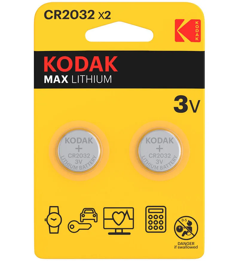 Batteria Kodak Max, CR2032, Set 2 pezzi