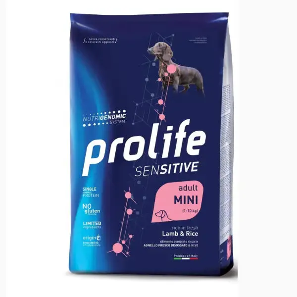Prolife Sensitive Cane Adult Mini Agnello e Riso 7 kg - Croccantini per cani