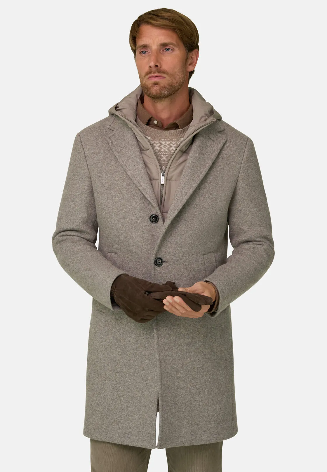 Boggi, Cappotto In Misto Lana B Jersey, Uomo, Taupe, Taglia: 50