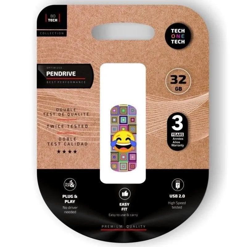 Chiavetta USB Tech One Tech Emoji 32GB USB 2.0 Multicolore Clip