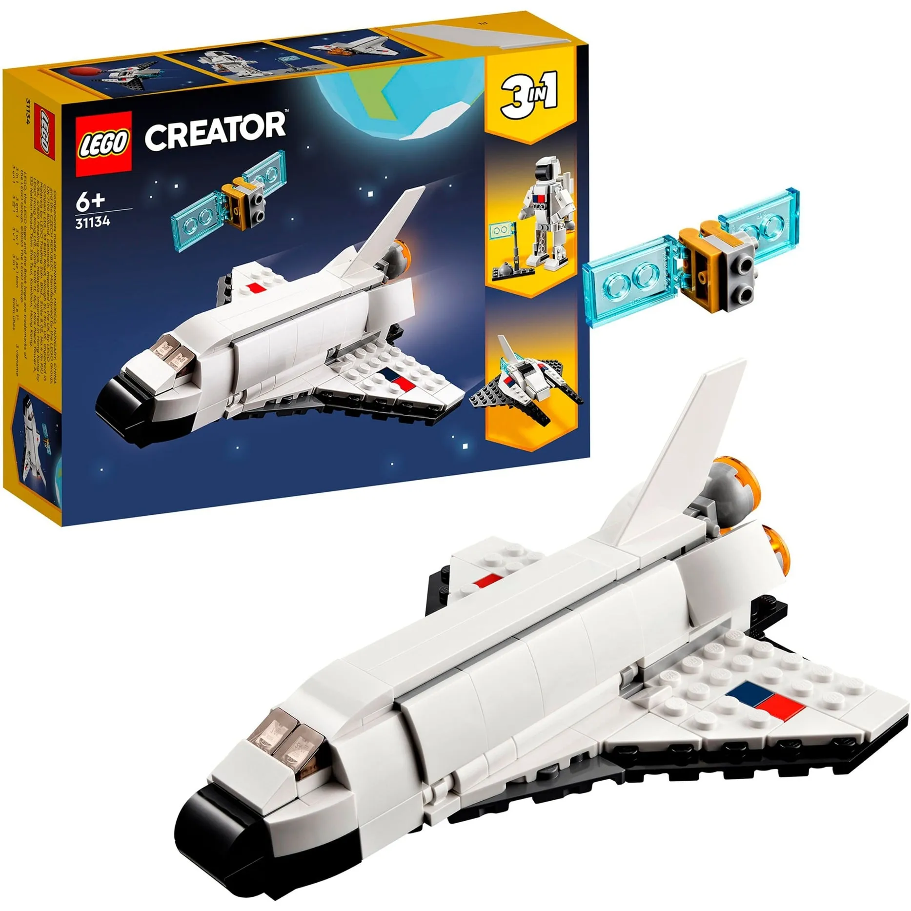 Creator 31134 Space Shuttle, Set 3 in1 con Astronauta e Astronave Giocattolo, Giochi per Bambini 6+ Idea Regalo Creativa, Giochi di costruzione