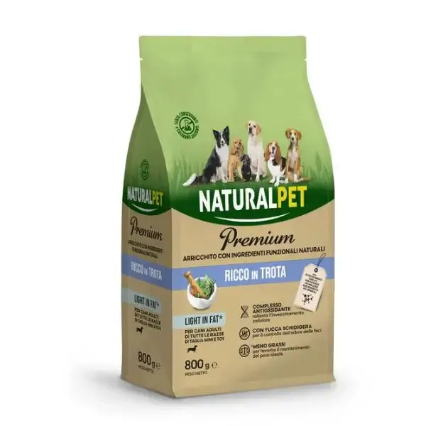 NaturalPet Premium Adult Mini & Toy Trota Light in Fat 800 gr - Crocchette naturali cane