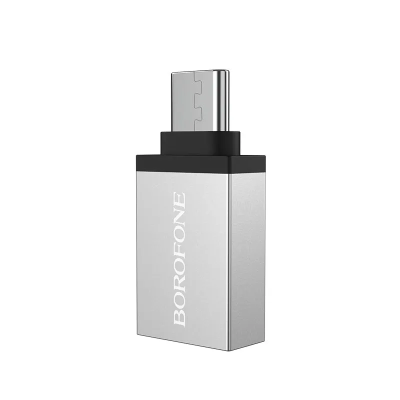 Adattatore OTG USB-A - USB-C Borofone BV3, Argento