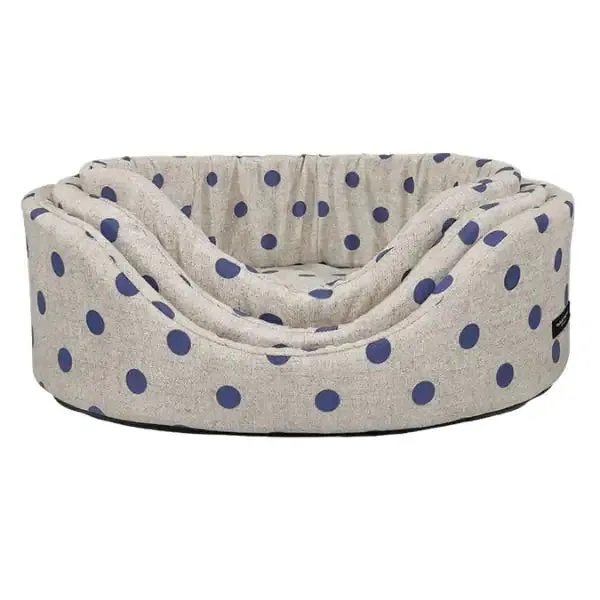 Cesta ovale Eco completamente sfoderabile Pois Azzurri Nasonero Misura 47x34 cm