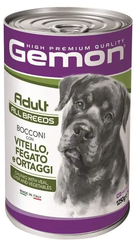 Gemon dog adult all breeds bocconi vitello-fegato-ortaggi 1250 g