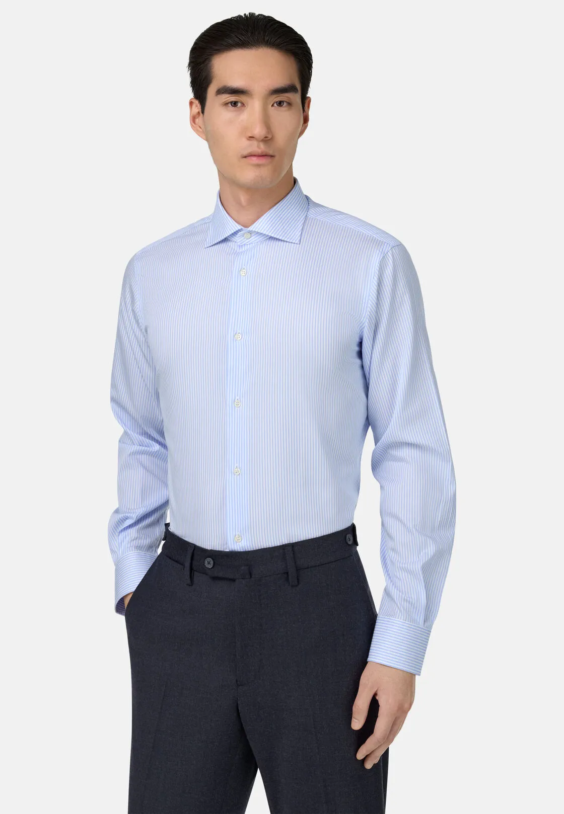 Boggi, Camicia A Righe In Cotone Regular Fit, Uomo, Azzurro, Taglia: 41