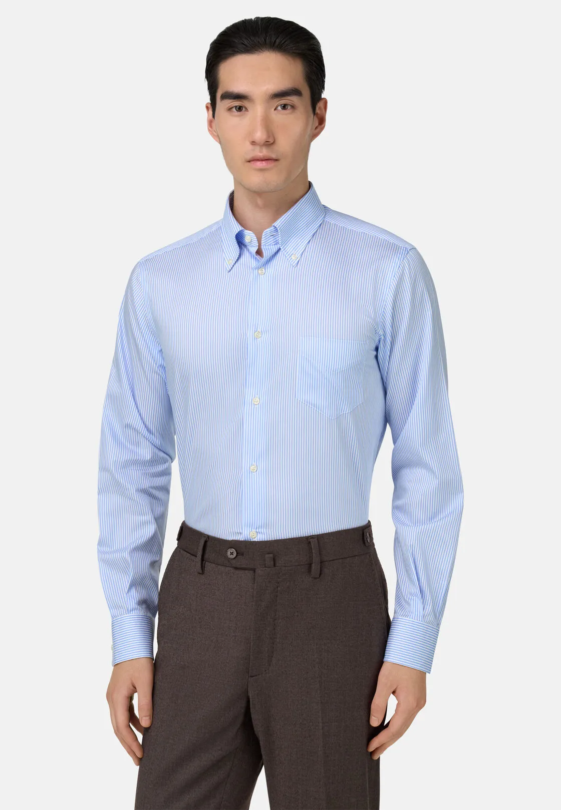 Boggi, Camicia A Righe In Cotone Regular Fit, Uomo, Azzurro, Taglia: 38