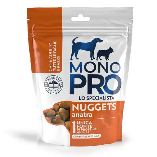 Monopro lo specialista Dog Adult Nuggets croccanti Grain Free 80 gr Anatra
