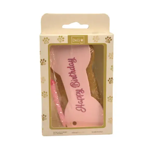 Delì Pet Torta di Compleanno Osso Happy Birthday Snack per cani 90 gr Torta osso rosa