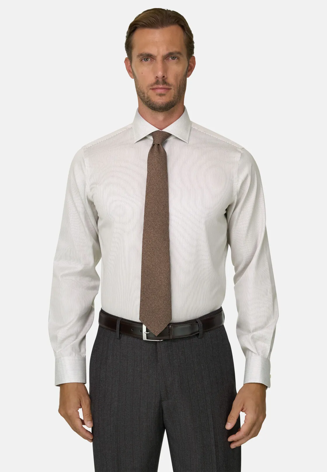 Boggi, Camicia A Righe In Cotone Non-iron Regular Fit, Uomo, Marrone, Taglia: 43