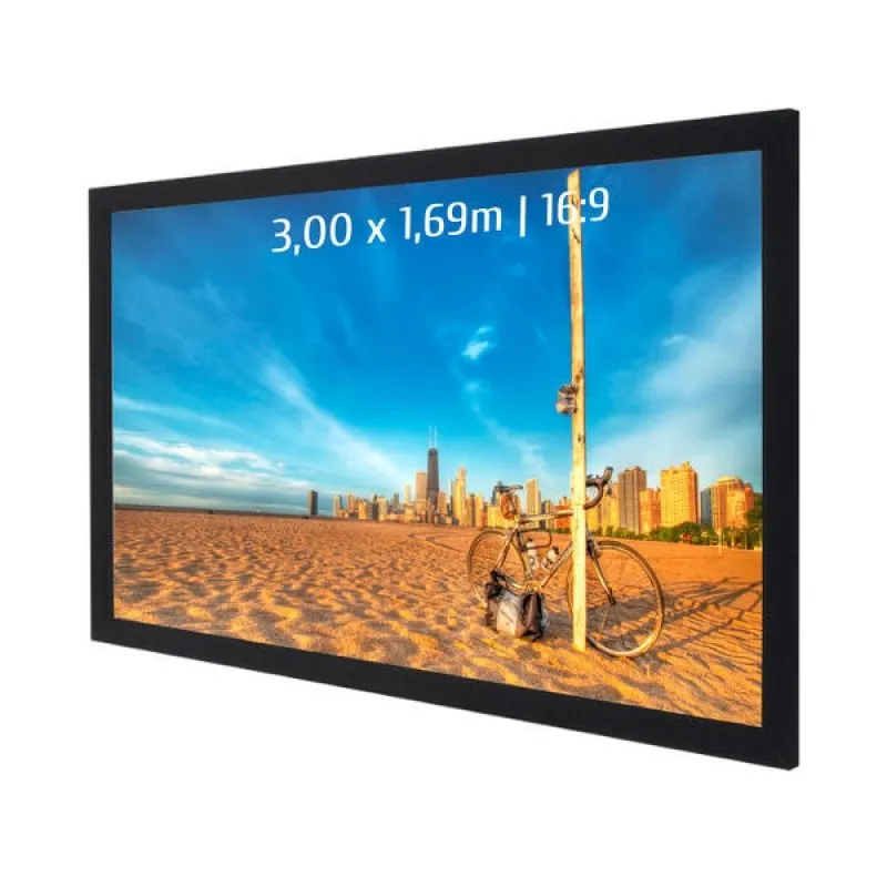 Schermo di proiezione fisso Kimex con telaio 3x1,69m formato 16:9