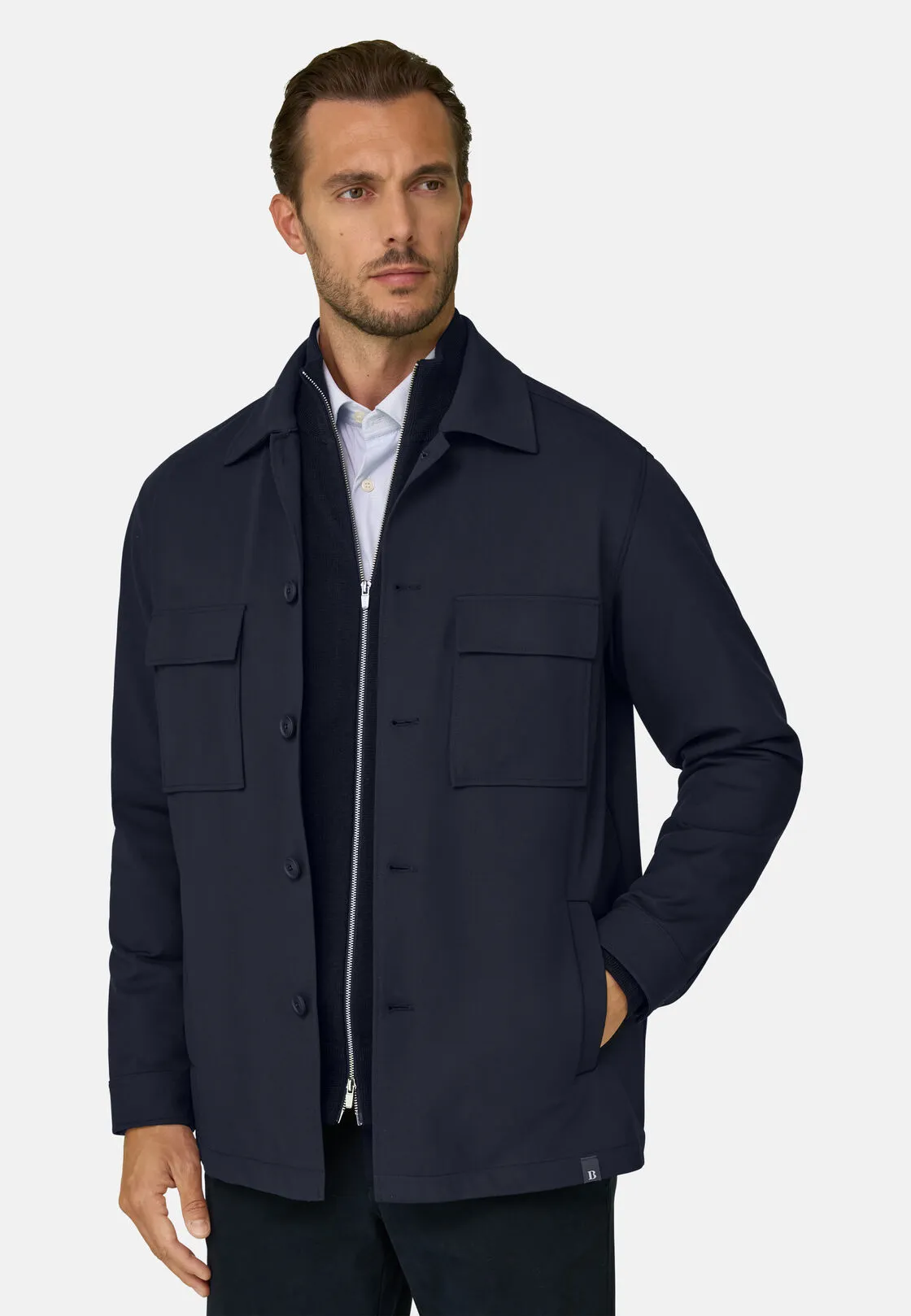 Boggi, Giacca Camicia Double Nylon Stretch B Tech, Uomo, Navy, Taglia: S