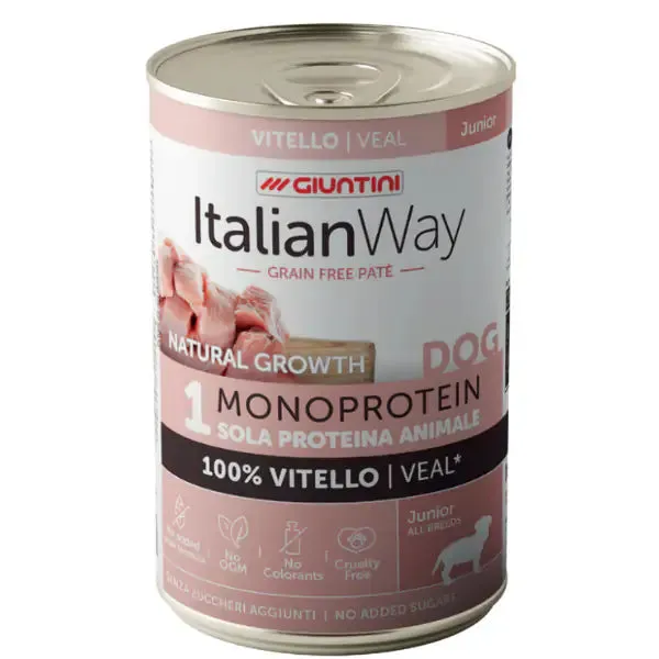 Italianway Patè Natural Growth Monoprotein Dog Junior 400 gr Vitello - Umido monoproteico cane