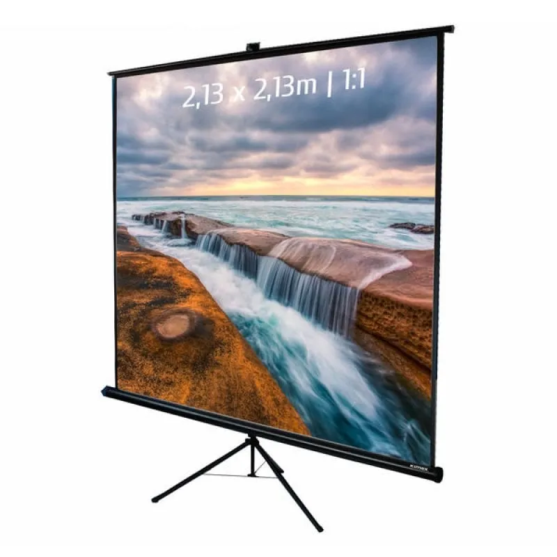 Schermo per proiezioni Kimex con treppiede 2,13x2,13m Formato 1:1