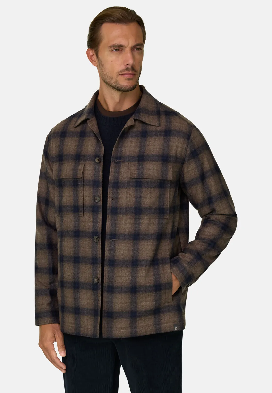 Boggi, Giacca Camicia Fantasia In Lana, Uomo, Marrone, Taglia: XXL