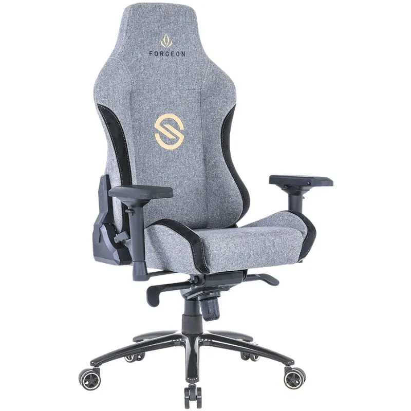 Sedia da gaming in tessuto Forgeon Spica Tessuto traspirante Grigio