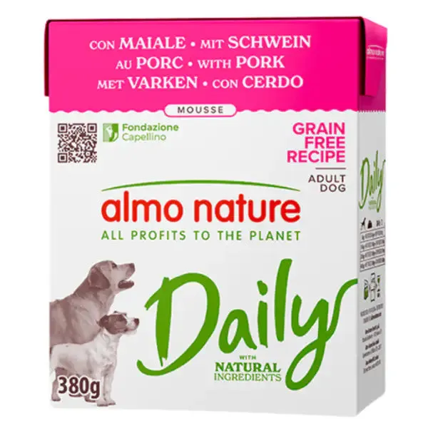 Almo Nature Daily Natural Grain Free Dog Adult 380 gr Maiale - Cibo umido per cani