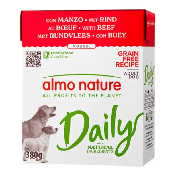 Almo Nature Daily Natural Grain Free Dog Adult 380 gr Manzo - Cibo umido per cani