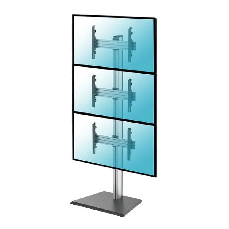 Supporto da Pavimento Kimex per 3 Schermi TV 40"-65" Altezza 240cm VESA 600x400 Max 50Kg