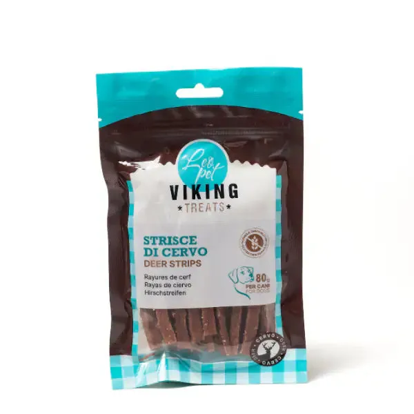 Viking Treats Snack Naturale Dog Strisce 80 gr Cervo