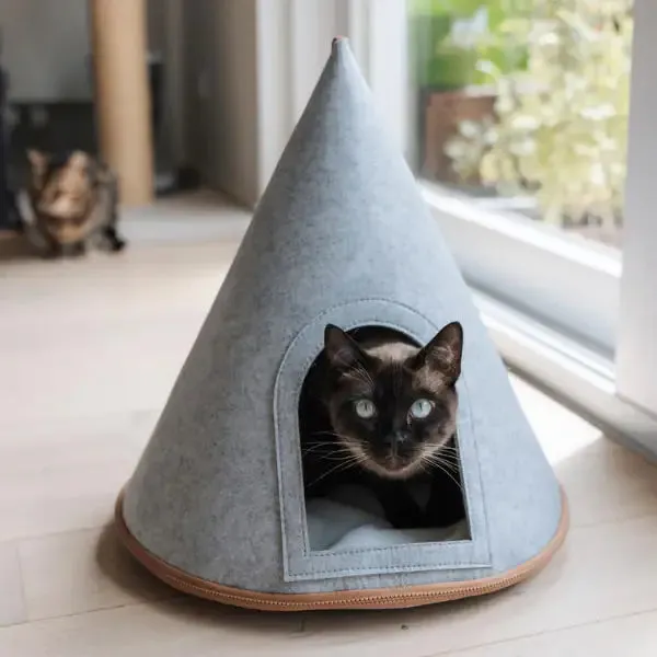 Cuccia per gatti in felcro Tenda Cone CanadianCat Grigio chiaro - Cuccia per gatti