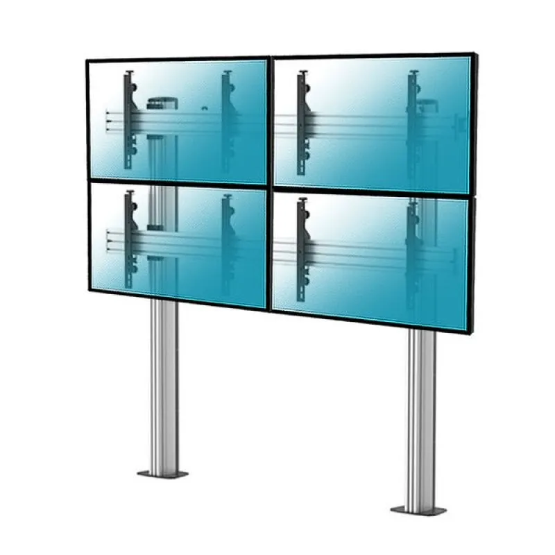 Supporto da pavimento avvitabile Kimex per 4 schermi TV 45"-55" Altezza 175 cm VESA 600x400 Max. 50Kg