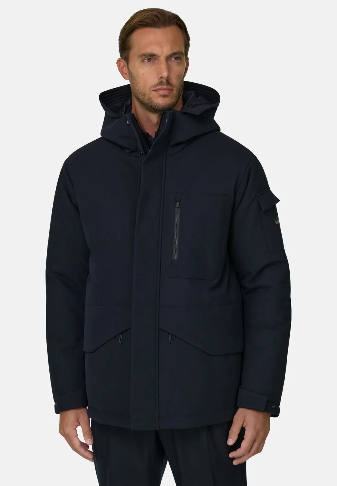 Boggi, Parka Imbottito In Tessuto Tecnico B Tech, Uomo, Navy, Taglia: M
