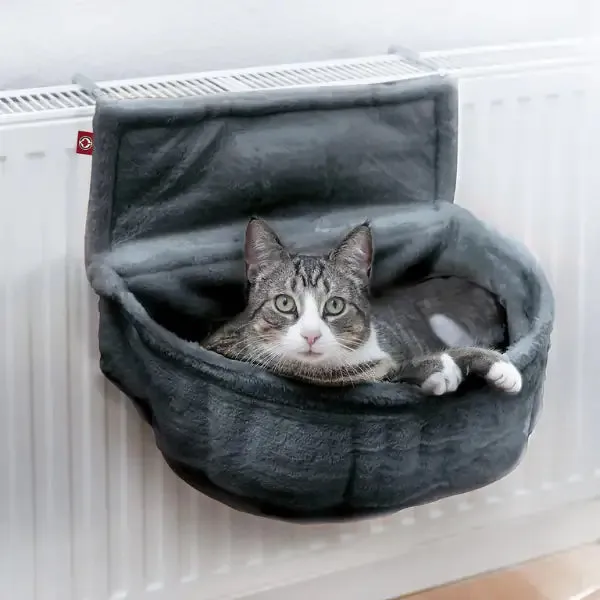 Cuccia da termosifone nicchia in peluche per gatti CanadianCat Antracite - Cuccia per gatti