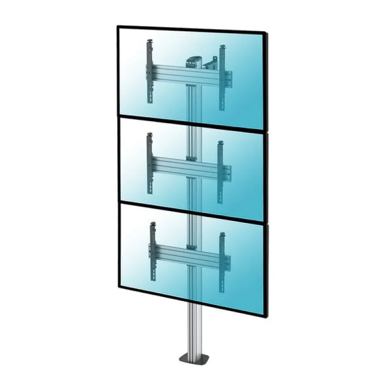 Supporto da Terra Kimex Avvitabile per 3 Schermi TV 40"-65" Altezza 240cm VESA 600x400 Max 50Kg