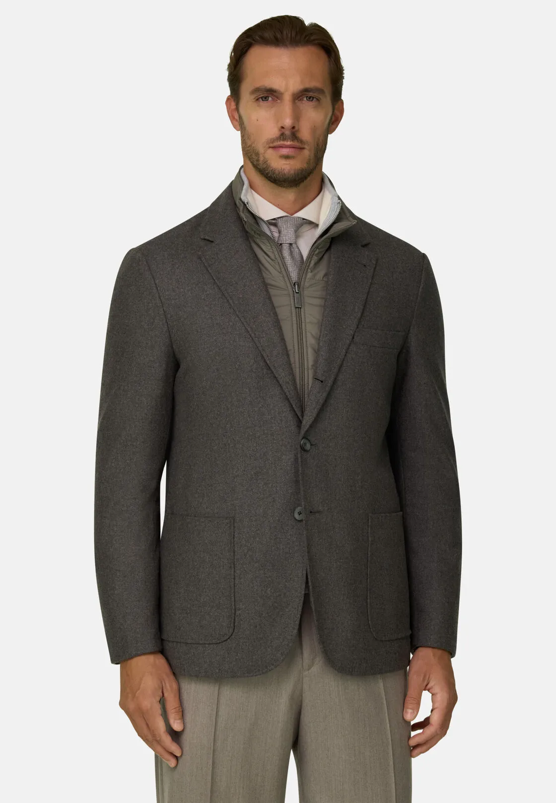 Boggi, Twist | Giacca In Flanella Di Lana Reversibile, Uomo, Taupe, Taglia: 50