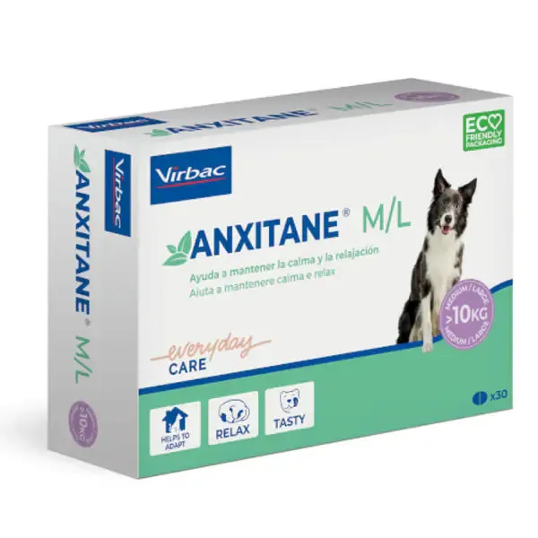 Virbac Anxitane per la Riduzione dello stress Compresse per cani e gatti 30 Compresse peso superiore a 10 kg - Integratori per gatti