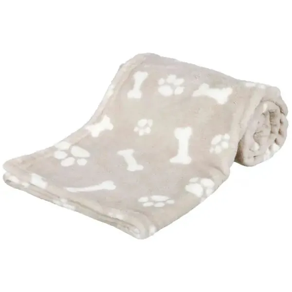 Coperta Kenny Beige Trixie 75 x 100 cm - Coperta in morbidissimo pile beige con fantasia zampette, lavabile a 60 °C, ideale per proteggere le superfici e garantire comfort ai cani. - Cucce per cani