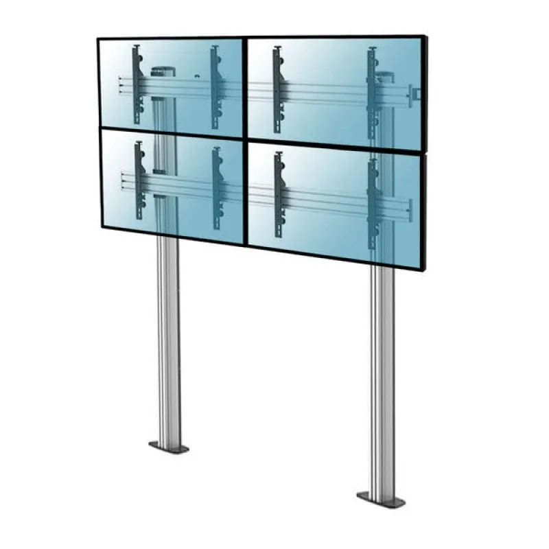 Supporto da pavimento avvitabile Kimex per 4 schermi TV 45"-55" Altezza 240 cm VESA 600x400 Max. 50Kg