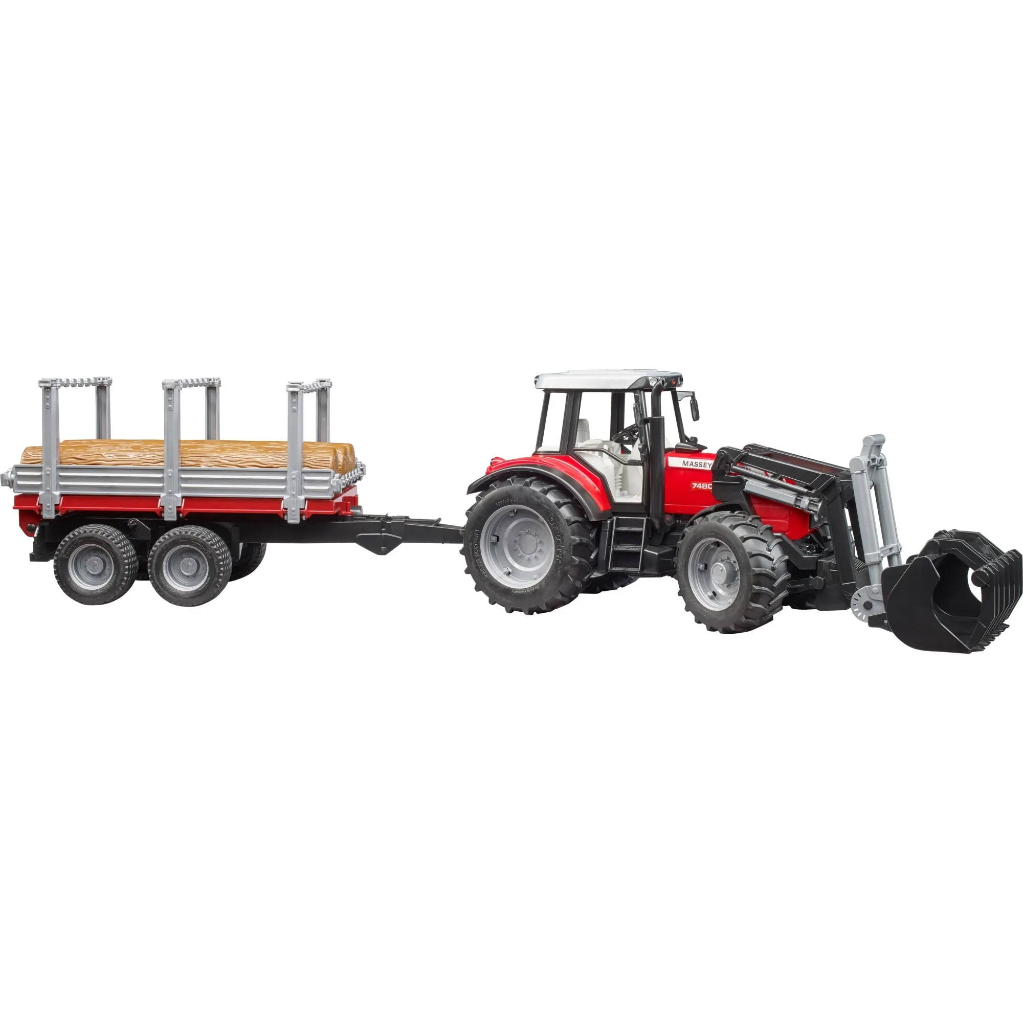Trattore Massey Ferguson 7480 Con Rimorchio Trasporto Tronchi, Veicolo modello