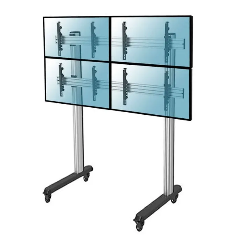 Supporto da Pavimento Kimex con Ruote per 4 Schermi TV 45"-55" Altezza 240cm VESA 600x400 Max. 50Kg