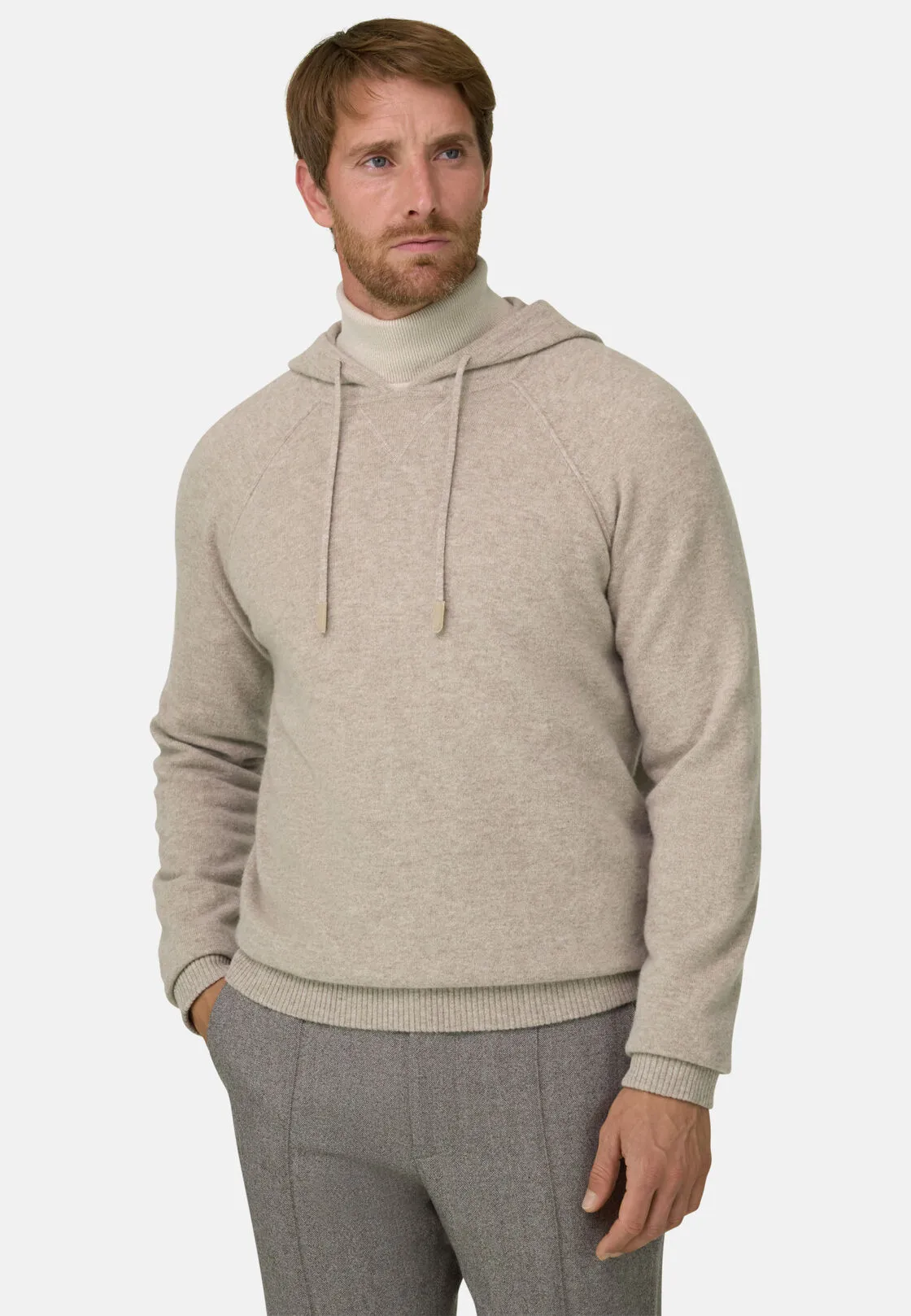 Boggi, Felpa Di Maglia In Lana Merino E Yak, Uomo, Sabbia, Taglia: XXL