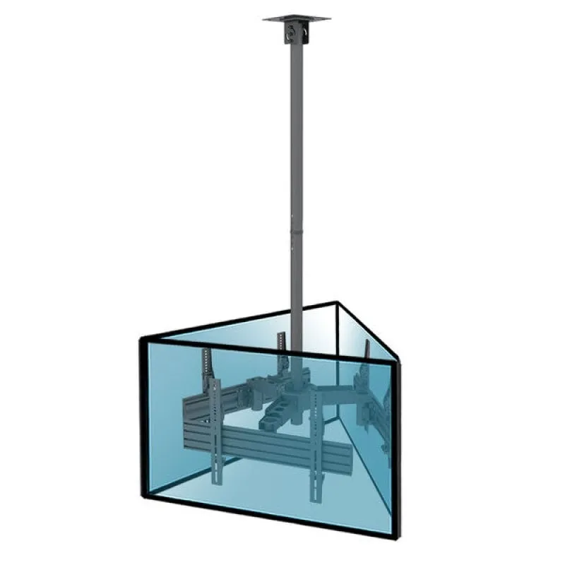 Kimex Supporto da soffitto per 3 schermi 32"-65" Altezza regolabile 86-325 cm 600x400 Max. 30Kg