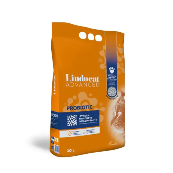 Lindocat Advanced Probiotic lettiera agglomerante anti odore antibatterica 10 lt (8,8 kg) - Lettiera agglomerante