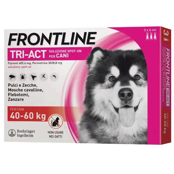 Frontline Tri-Act antiparassitario per cani 3 pipette per taglia gigante (40-60 kg) - Antiparassitario per cani