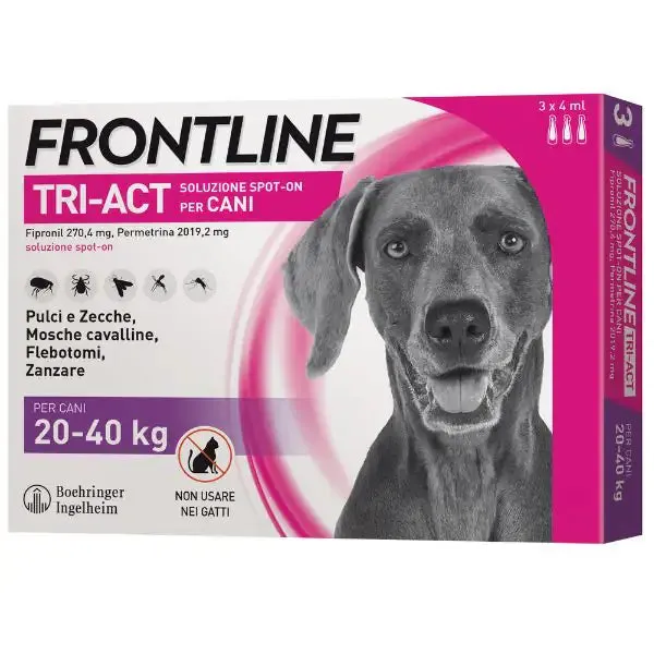 Frontline Tri-Act antiparassitario per cani 3 pipette per taglia grande (20-40 kg) - Antiparassitario per cani