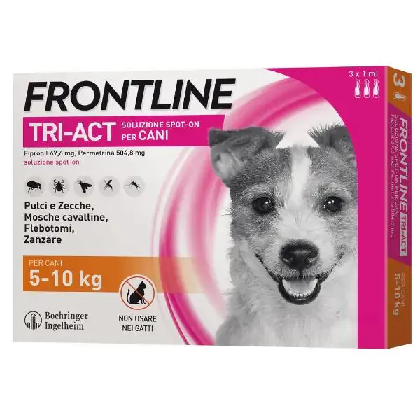 Frontline Tri-Act antiparassitario per cani 3 pipette per taglia piccola (2-10 kg) - Antiparassitario per cani