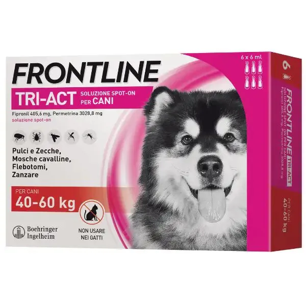 Frontline Tri-Act antiparassitario per cani 6 pipette per taglia gigante (40-60 kg) - Antiparassitario per cani