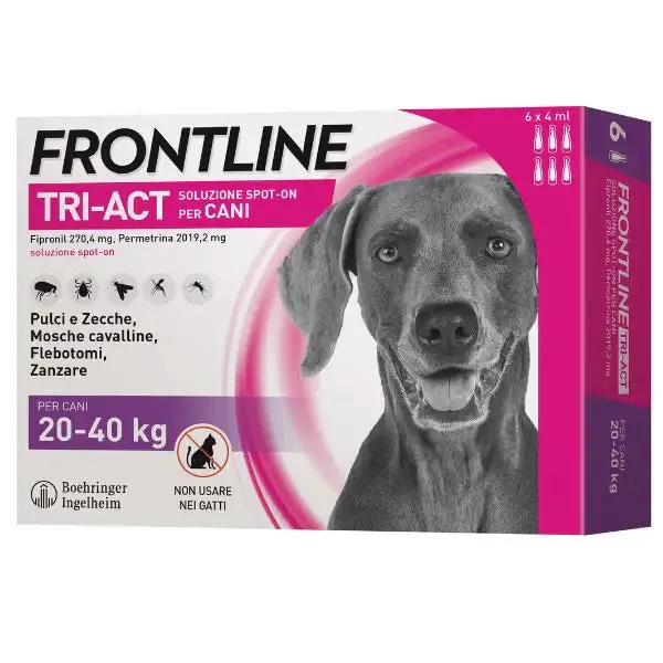Frontline Tri-Act antiparassitario per cani 6 pipette per taglia grande (20-40 kg) - Antiparassitario per cani