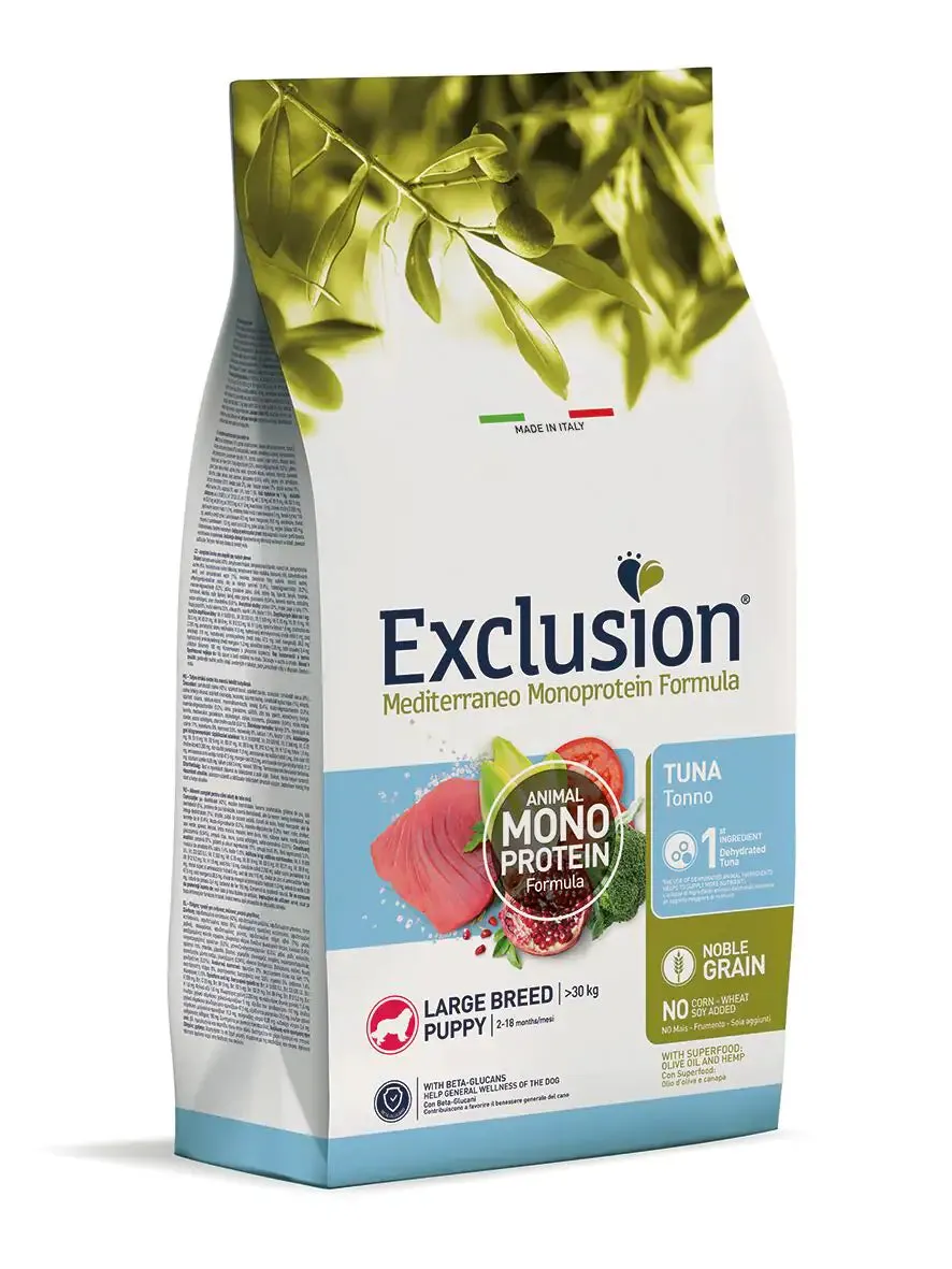 Exclusion Mediterraneo Adult Large Breed Tonno 12 kg - Crocchette monoproteiche cane